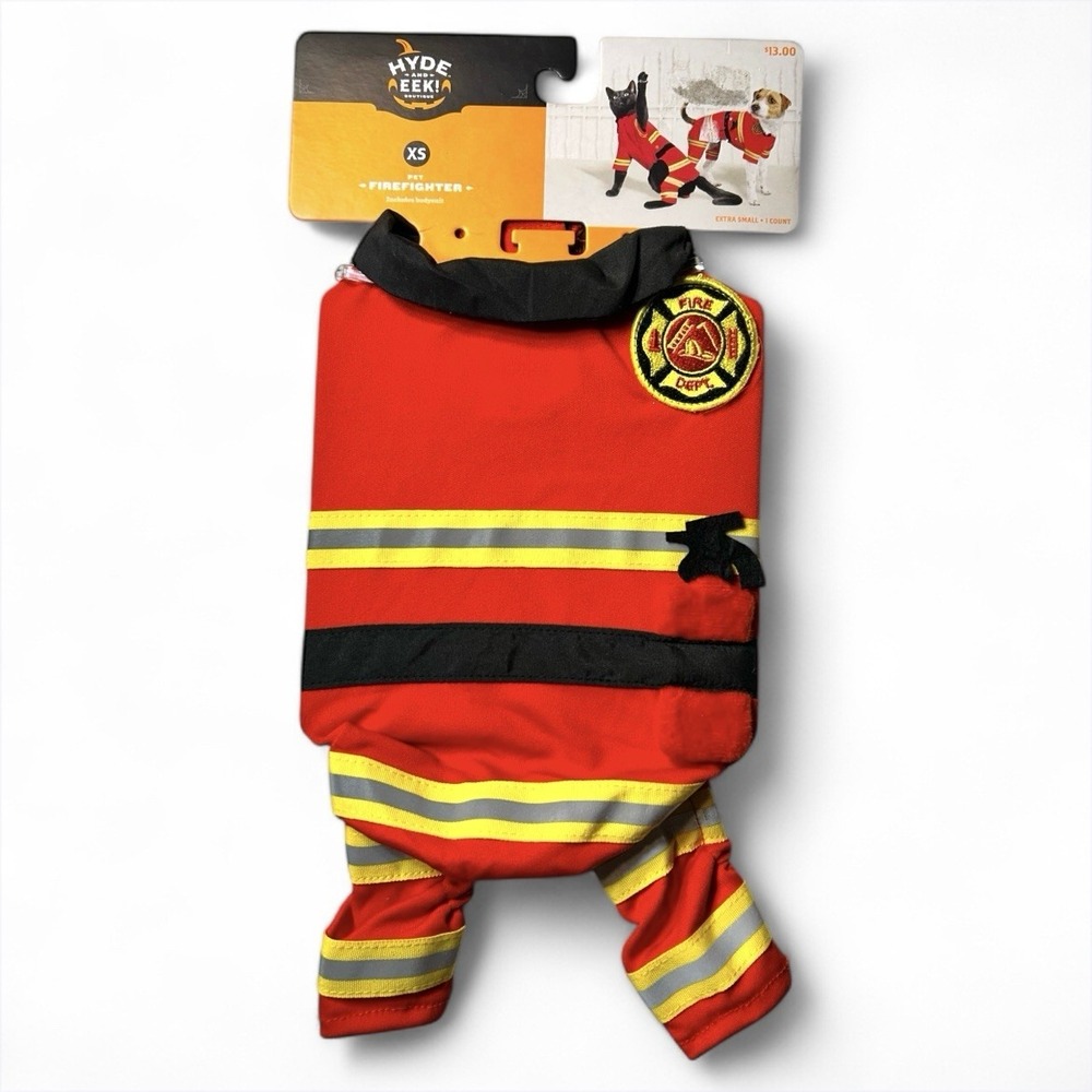 Hyde & EEK! Boutique Full Body Firefighter Dog & Cat Halloween Costume - X-SMALL